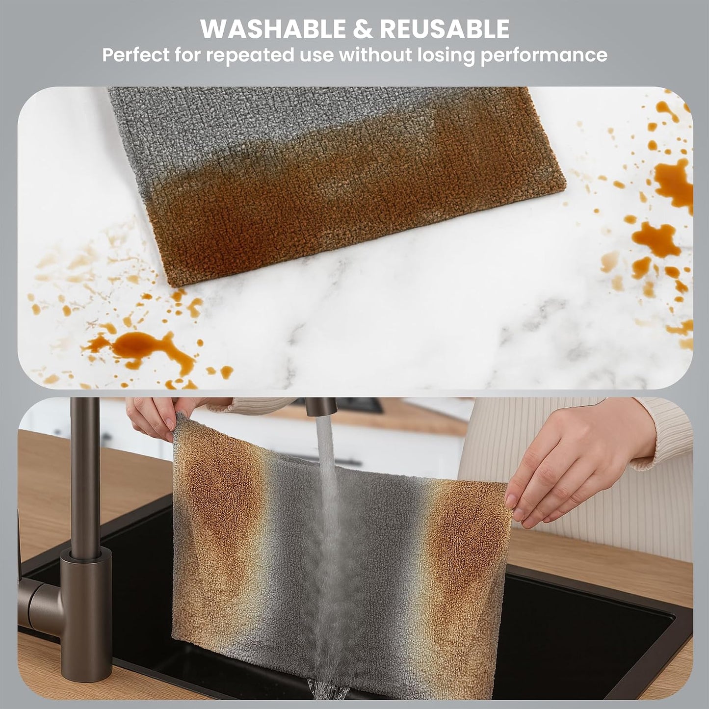 ShineXPro Microfiber Cleaning Cloth Roll, 20Pcs, 4000 Times Washable - 10X Cheaper Than Paper Kitchen Towel Roll - Ultra Absorbent Lint Free Microfiber Cleaning Cloth for Kitchen - Tearable