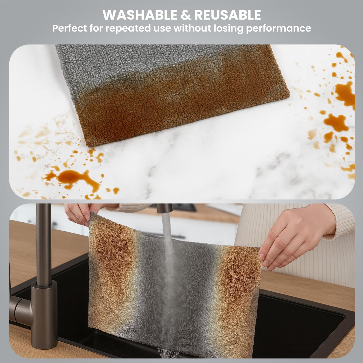 ShineXPro Microfiber Cleaning Cloth Roll, 20Pcs, 4000 Times Washable - 10X Cheaper Than Paper Kitchen Towel Roll - Ultra Absorbent Lint Free Microfiber Cleaning Cloth for Kitchen - Tearable